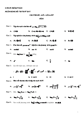 Toán - Chuyên đề Mũ  lôgarit - Đề 03
